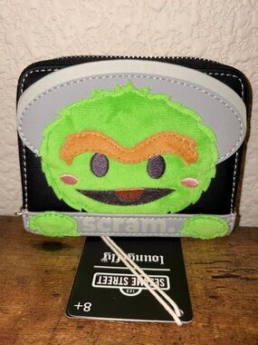 Sesame Street Oscar the Grouch Trash Can Loungefly Zip Around Wallet Scram NWT